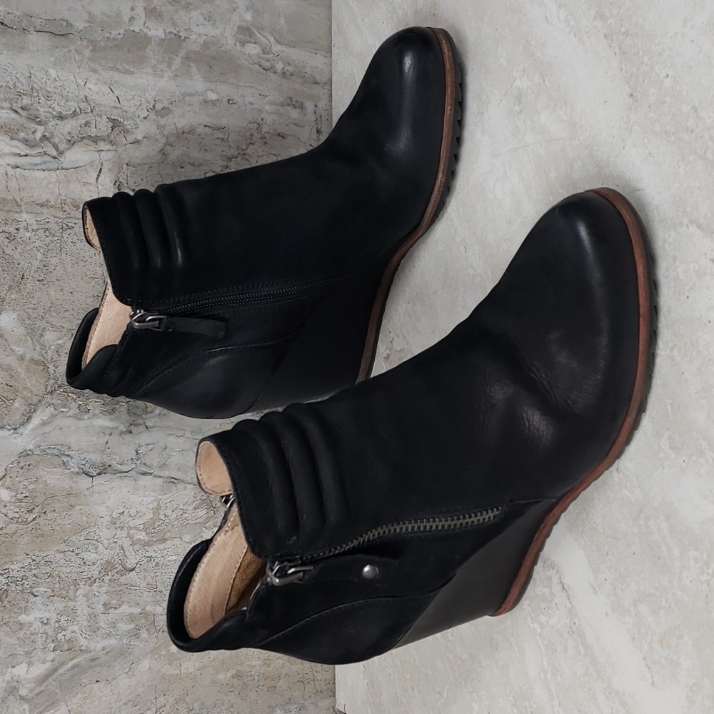 Black Ankle Boots with Wedge Heel